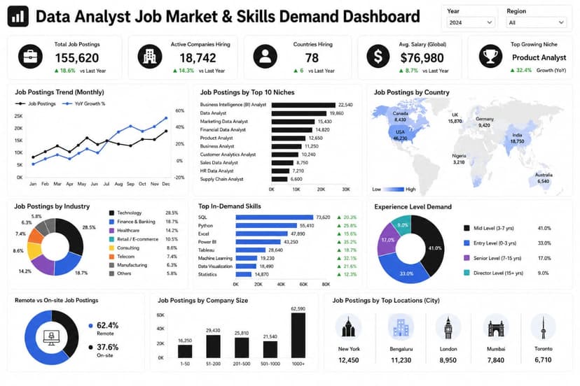 Data Analyst Job Market & Skills Demand Dashboard